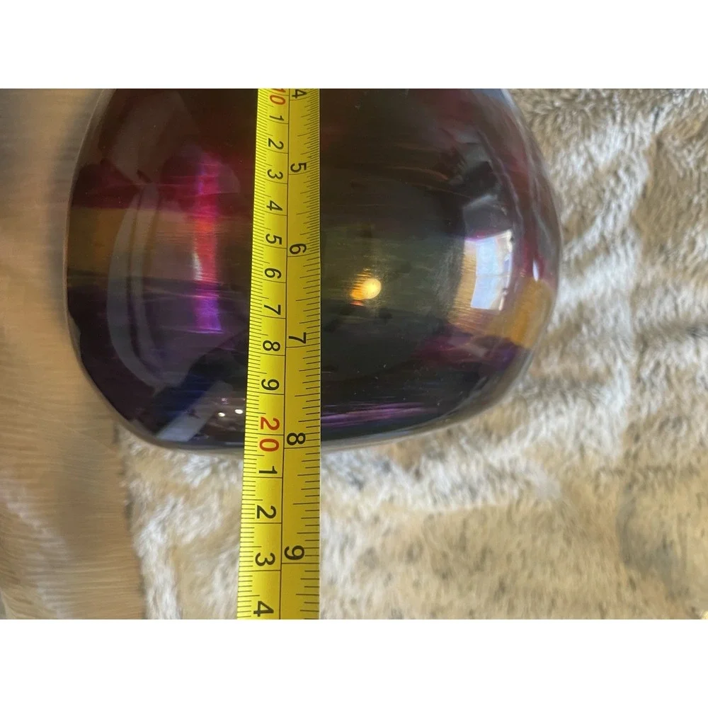 Stephen R. Nelson Signed Hand Blown Studio Art Glass Vase Multicolor Ribbon 8.5